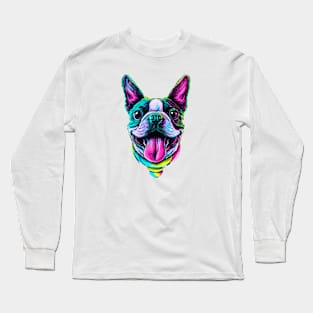 Cute Boston Terrier Dog Cone Artwork Long Sleeve T-Shirt